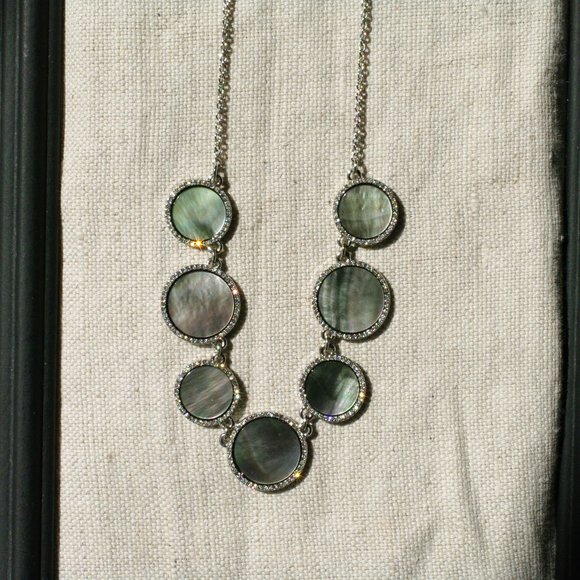 Ann Taylor Factory Abalone + Rhinestone Necklace - Picture 5 of 8